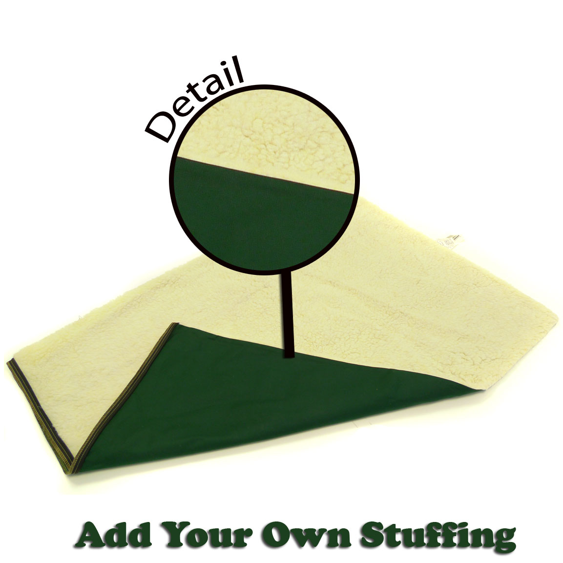 'Add Your Own Stuffing' Forest Green Sherpa Top Pet Bed