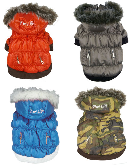 Pet Life Metallic Fashion Parka w/ Removable Fur-Lined Hood (Features 3M Thinsulate)