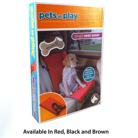Pets At Play Single Car Seat Cover - Available in Red, Black, Brown